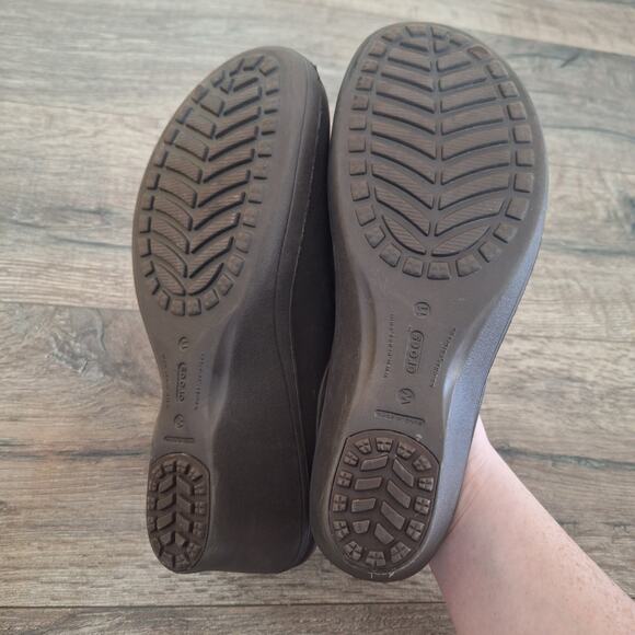 Crocs Frances mary jane brown wedge clog heels womens 11 - Picture 6 of 7